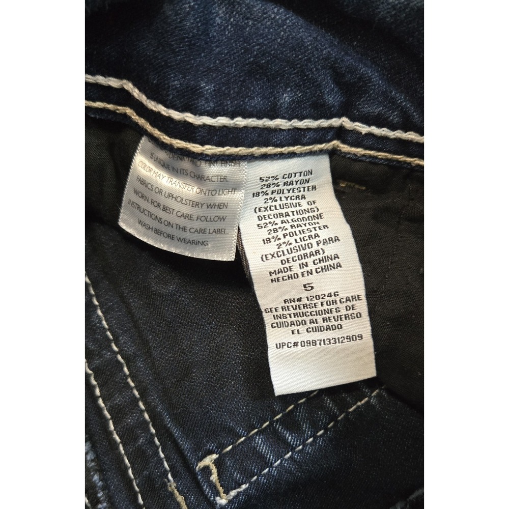 WallFlower Luscious Curvy Fit Bootcut Jeans Dark Wash Blue Thick Stitch Size 5 - Picture 9 of 14